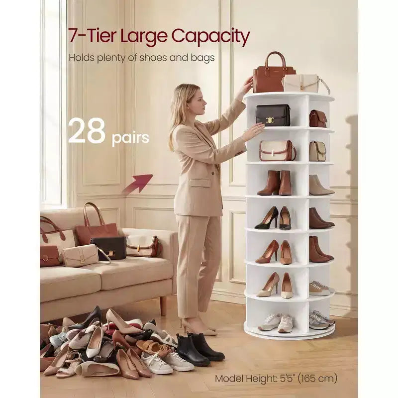 Tour de rangement à chaussures rotative à 7 niveaux – Organisateur de chaussures pivotant