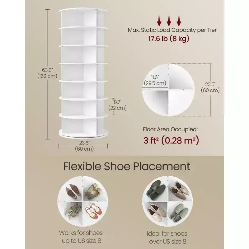 Tour de rangement à chaussures rotative à 7 niveaux – Organisateur de chaussures pivotant