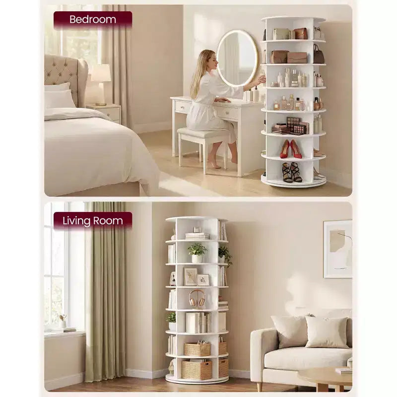 Tour de rangement à chaussures rotative à 7 niveaux – Organisateur de chaussures pivotant