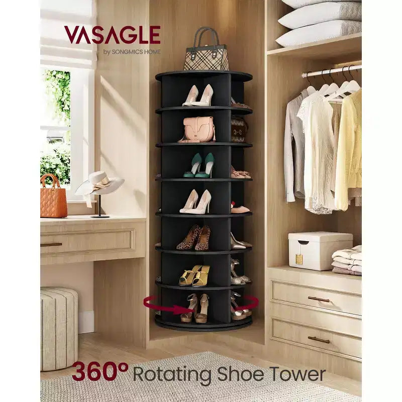 Tour de rangement à chaussures rotative à 7 niveaux – Organisateur de chaussures pivotant