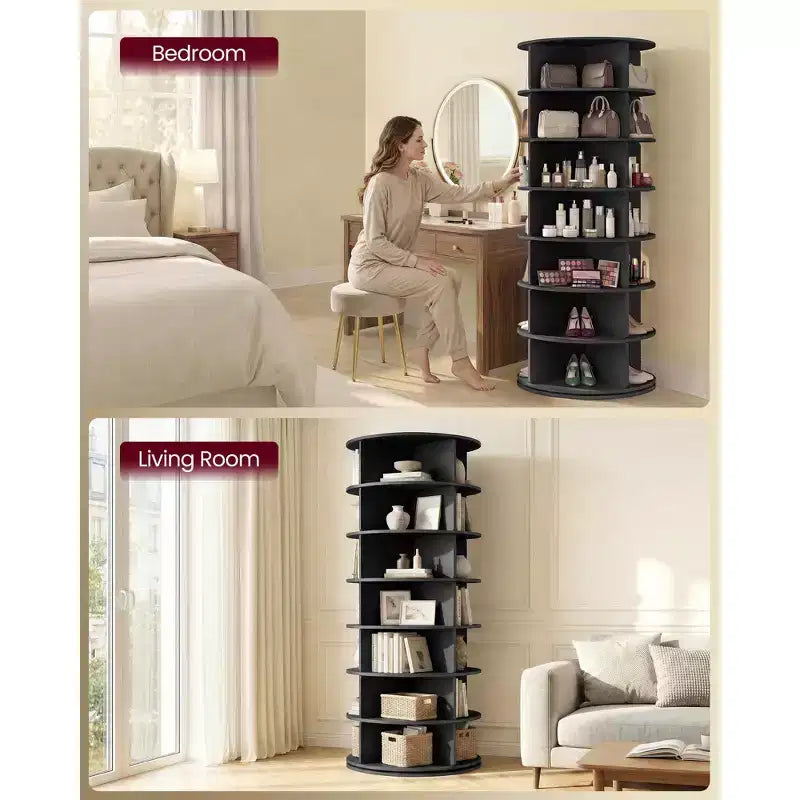 Tour de rangement à chaussures rotative à 7 niveaux – Organisateur de chaussures pivotant