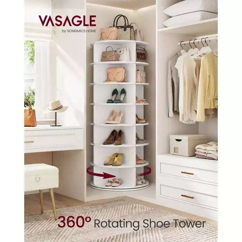 Tour de rangement à chaussures rotative à 7 niveaux – Organisateur de chaussures pivotant
