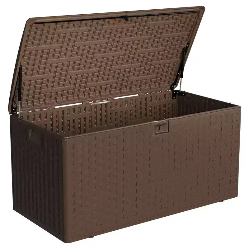 Grand coffre de jardin de 375 L - Résine étanche et verrouillable - Avec poignées pour outils de jardin