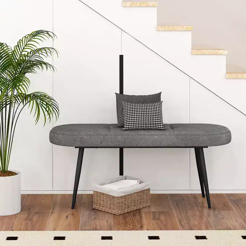 Banc de Rangement d'Entrée Rembourré 47" avec Coussin