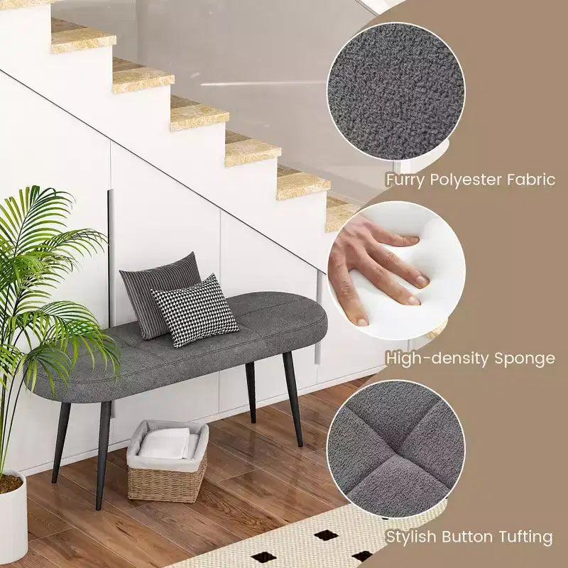 Banc de Rangement d'Entrée Rembourré 47" avec Coussin