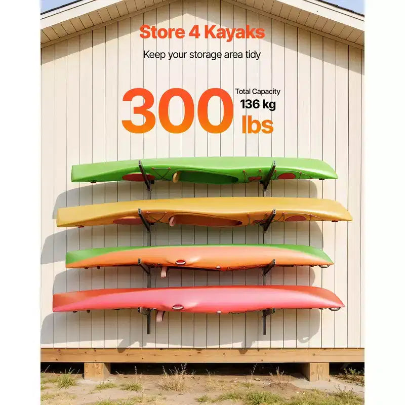 Support de rangement autoportant pour 4 kayaks