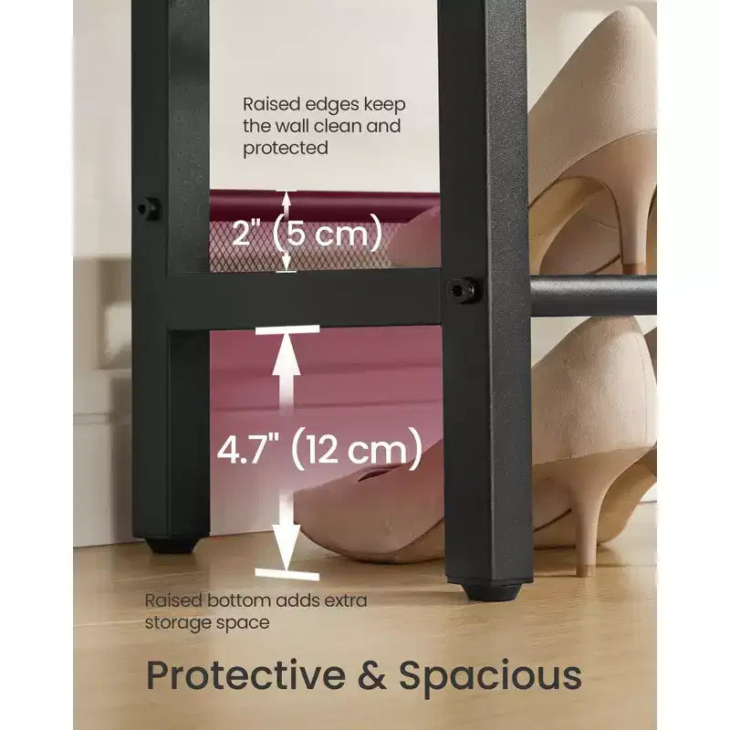 Banc à chaussures 3 niveaux – Banc de rangement pour entrée avec étagère