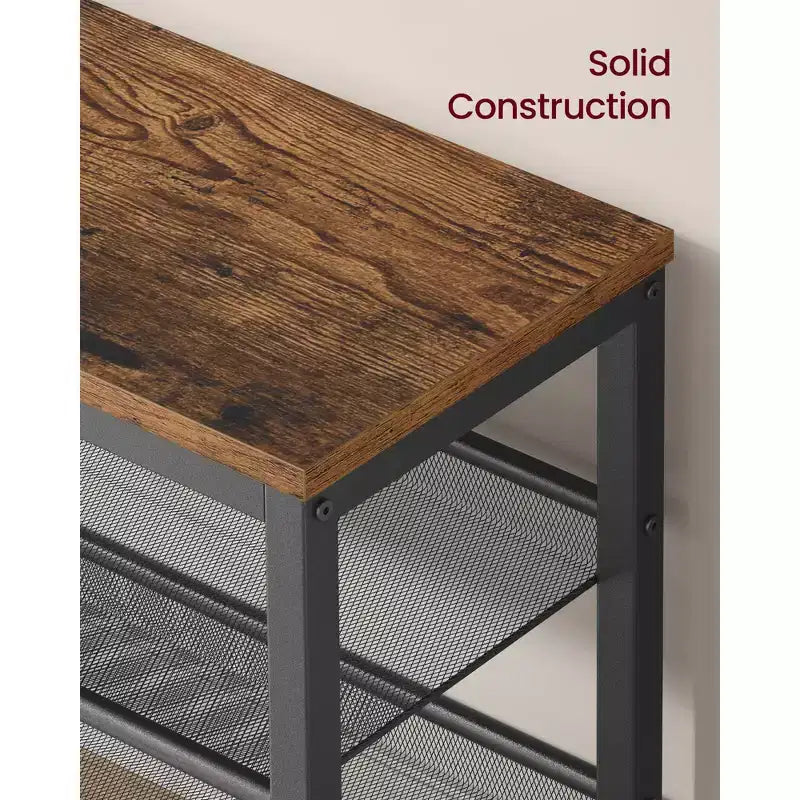 Banc à chaussures 3 niveaux – Banc de rangement pour entrée avec étagère