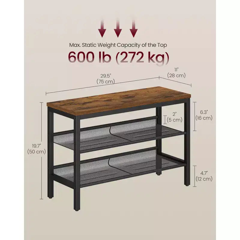 Banc à chaussures 3 niveaux – Banc de rangement pour entrée avec étagère