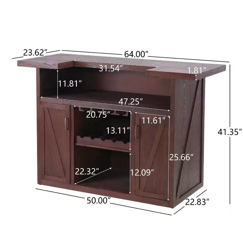Meuble bar vintage 162 cm – Rangement autonome pour vin et spiritueux