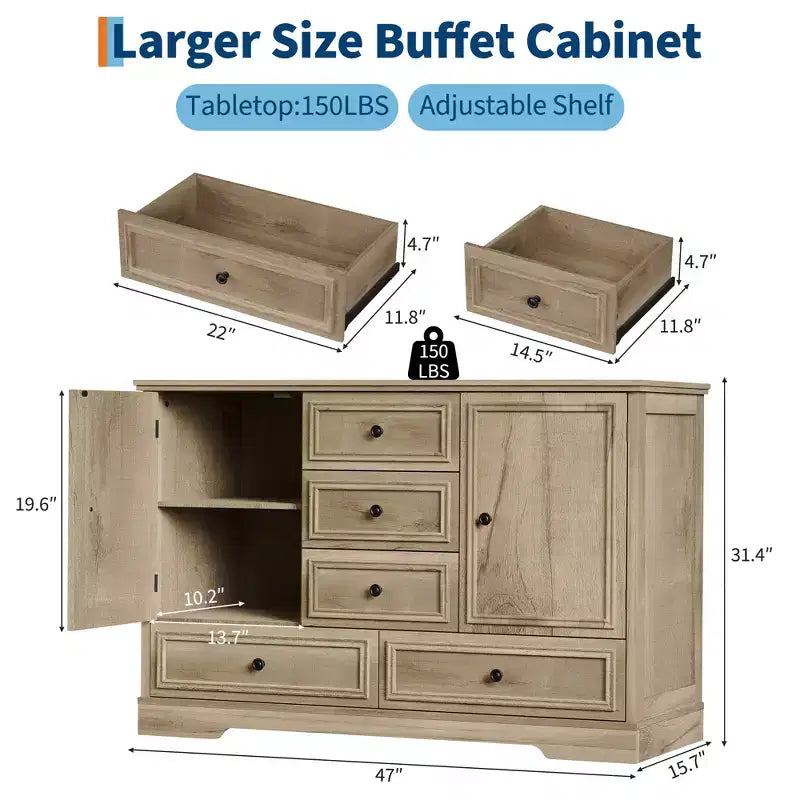 Buffet de salle à manger style ferme 119 cm – Rangement pour salle à manger