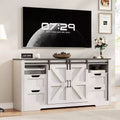 Farmhouse Entertainment Center TV Stand, Sliding Barn Doors, 4 Drawers, Adjustable Shelf, for Living Room, Bedroom