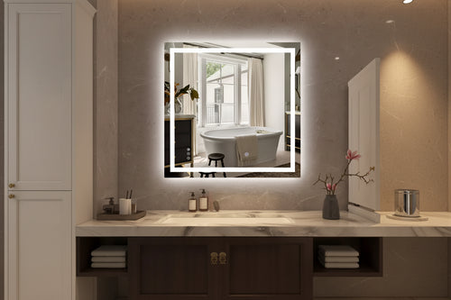 SUMERAIN 36x36 Wall Shatter-Proof Bathroom Mirror, Fog-Free ETL 90CRI Vanity Mirror Memory Function