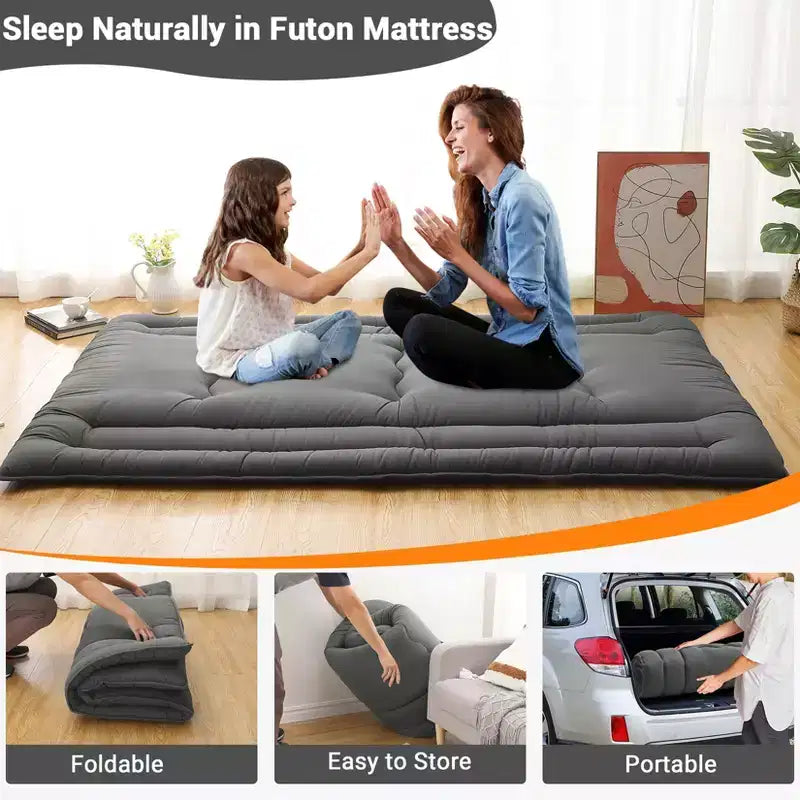 Matelas de sol portable enroulable, lit d'appoint futon japonais et matelas de camping pliable