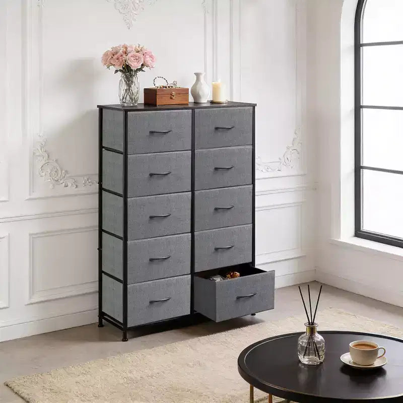 Commode haute à 10 tiroirs – Grande commode de chambre à coucher