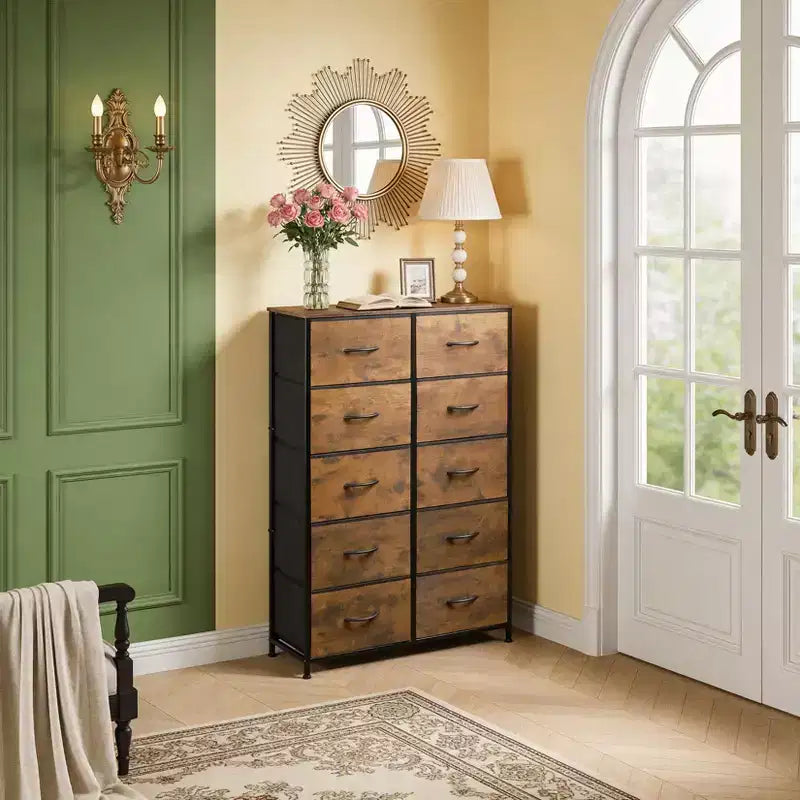 Commode haute à 10 tiroirs – Grande commode de chambre à coucher