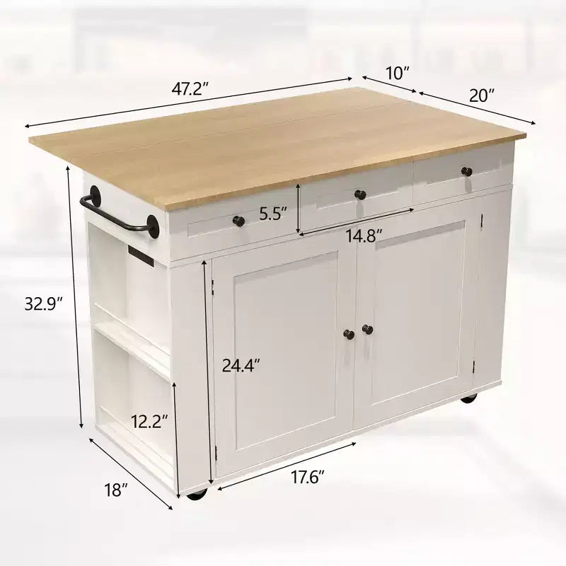 Chariot de cuisine mobile à roulettes de 120 cm avec rangement