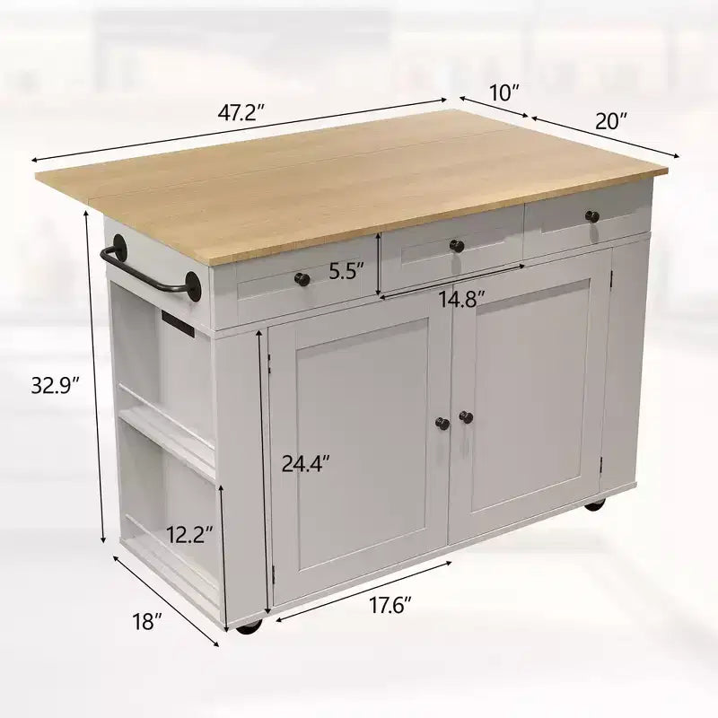 Chariot de cuisine mobile à roulettes de 120 cm avec rangement