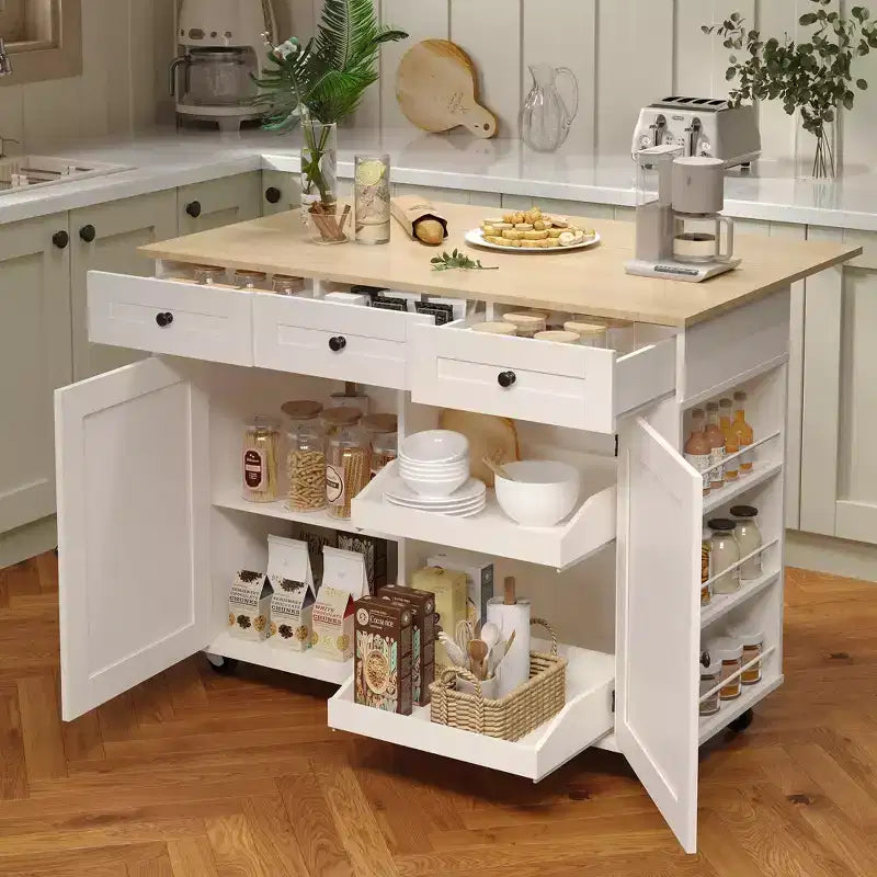 Chariot de cuisine mobile à roulettes de 120 cm avec rangement