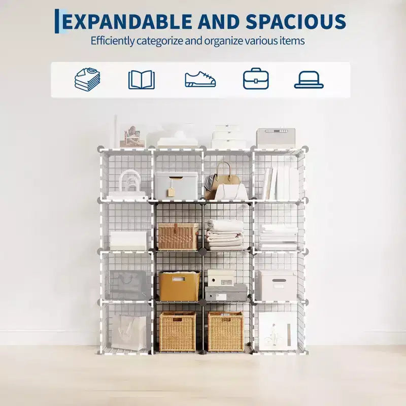 Organisateur de rangement modulaire en fil métallique 6 cubes ultra-résistant
