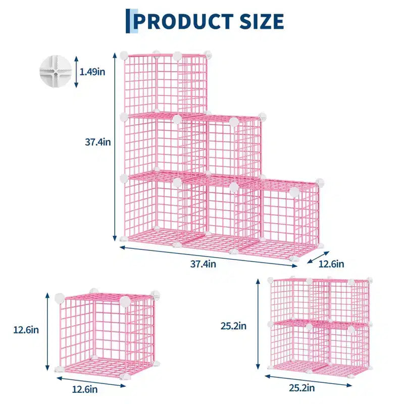 Organisateur de rangement modulaire en fil métallique 6 cubes ultra-résistant