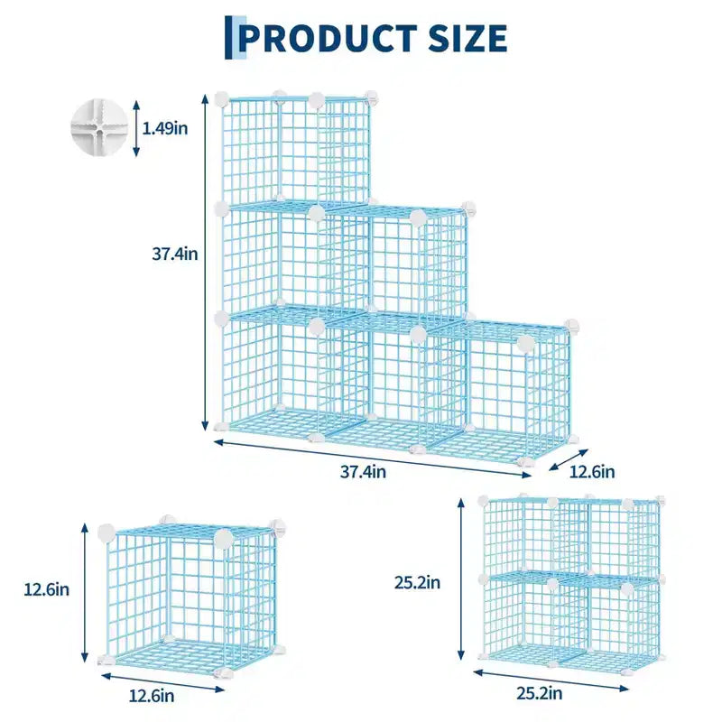 Organisateur de rangement modulaire en fil métallique 6 cubes ultra-résistant