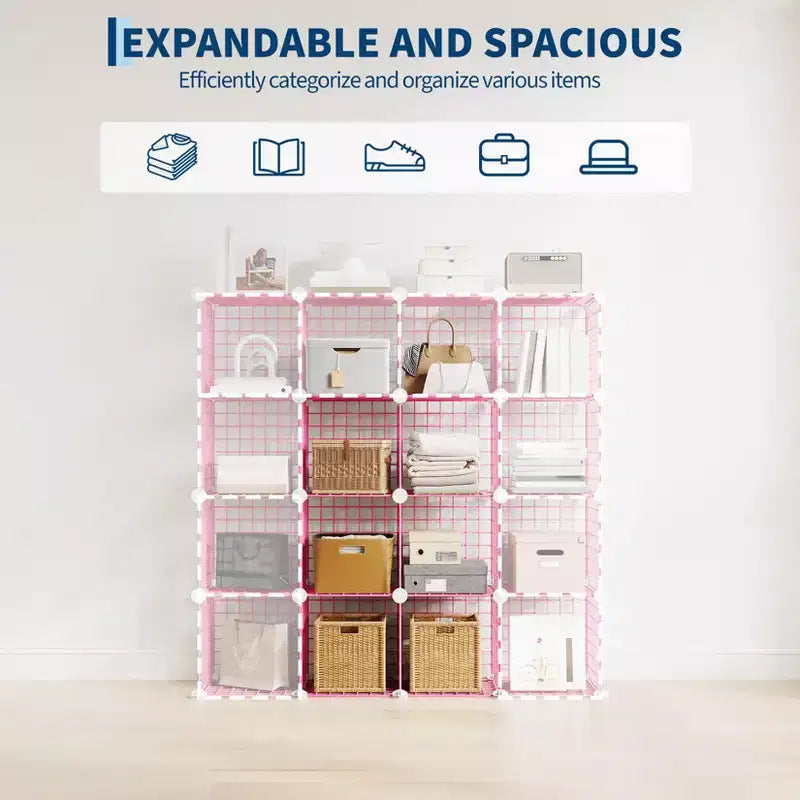 Organisateur de rangement modulaire en fil métallique 6 cubes ultra-résistant