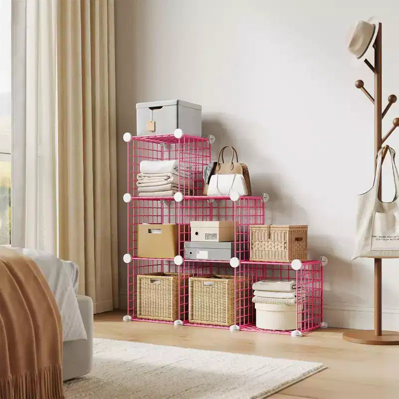 Organisateur de rangement modulaire en fil métallique 6 cubes ultra-résistant