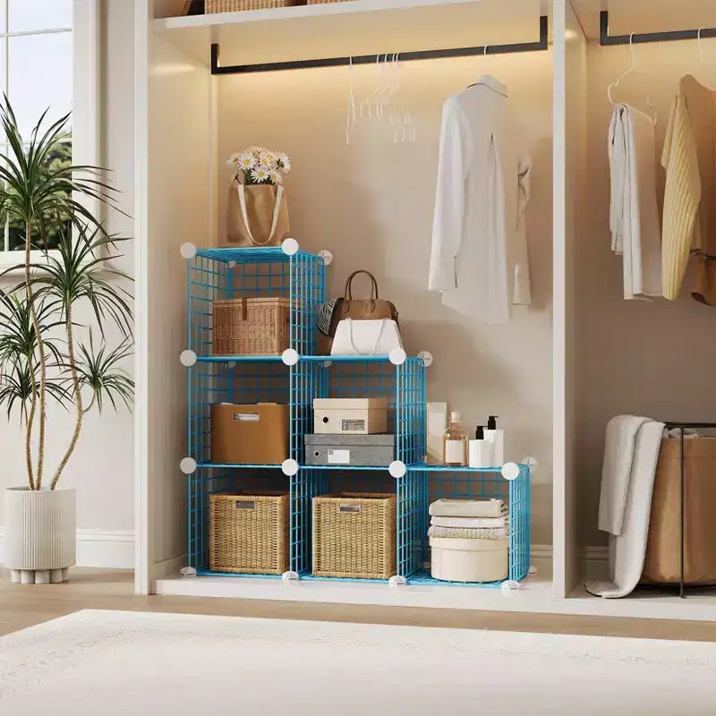 Organisateur de rangement modulaire en fil métallique 6 cubes ultra-résistant