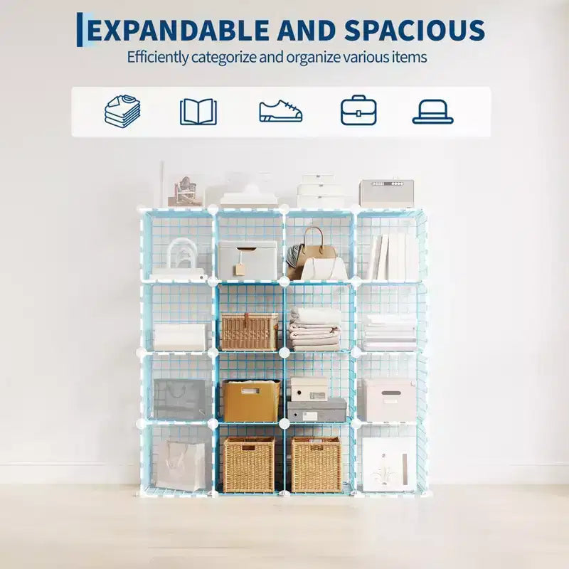 Organisateur de rangement modulaire en fil métallique 6 cubes ultra-résistant