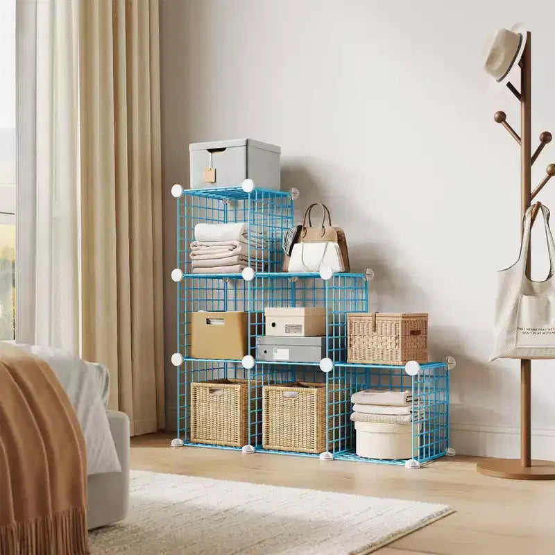 Organisateur de rangement modulaire en fil métallique 6 cubes ultra-résistant
