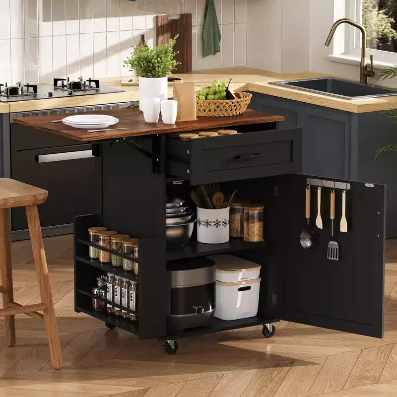Îlot de cuisine roulant de 99,8 cm avec rangement et roulettes