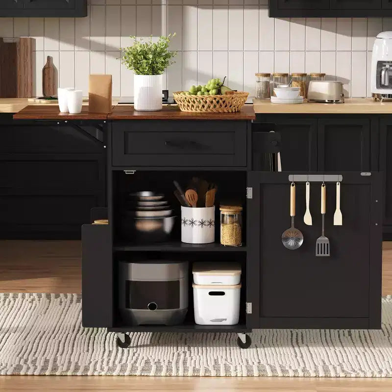 Îlot de cuisine roulant de 99,8 cm avec rangement et roulettes