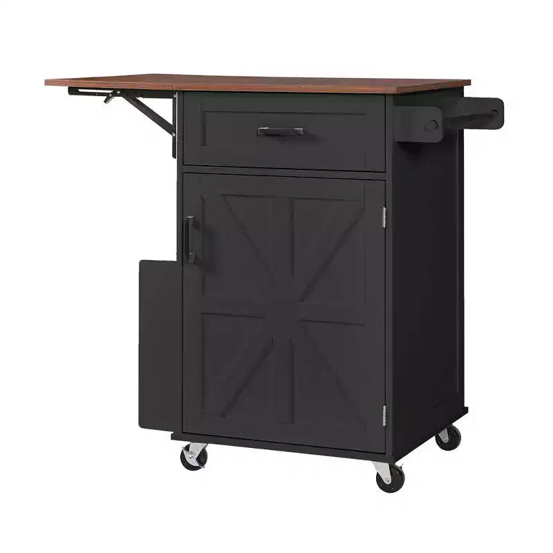 Îlot de cuisine roulant de 99,8 cm avec rangement et roulettes