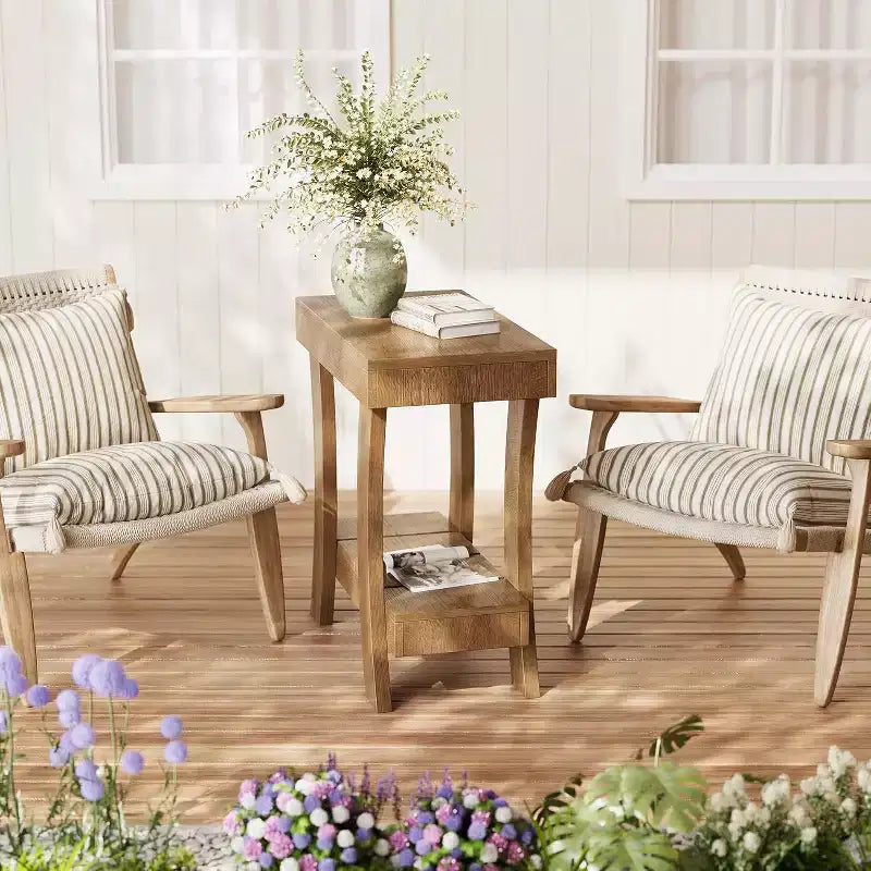 Table d'appoint étroite avec étagère de rangement