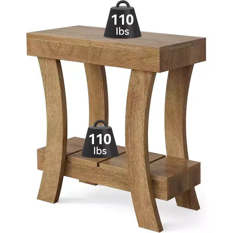 Table d'appoint étroite avec étagère de rangement