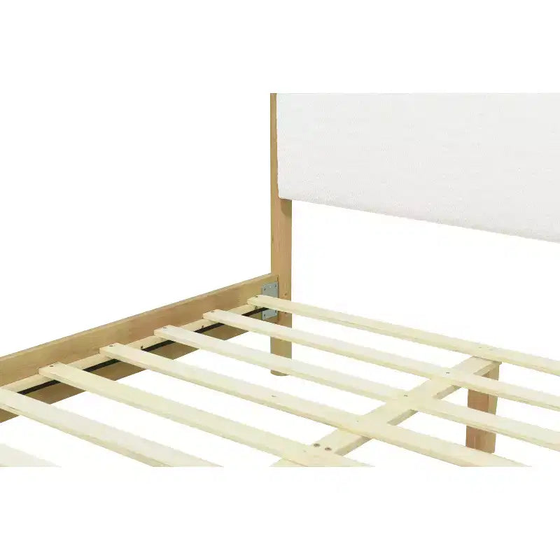 Cadre de lit rembourré en peluche Camel – Lit plateforme à tête de lit capitonnée