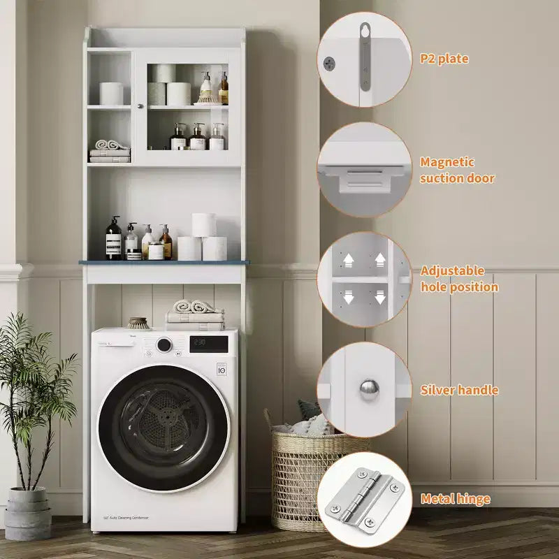 Meuble de rangement sur pied au-dessus des toilettes – Organisateur de salle de bain