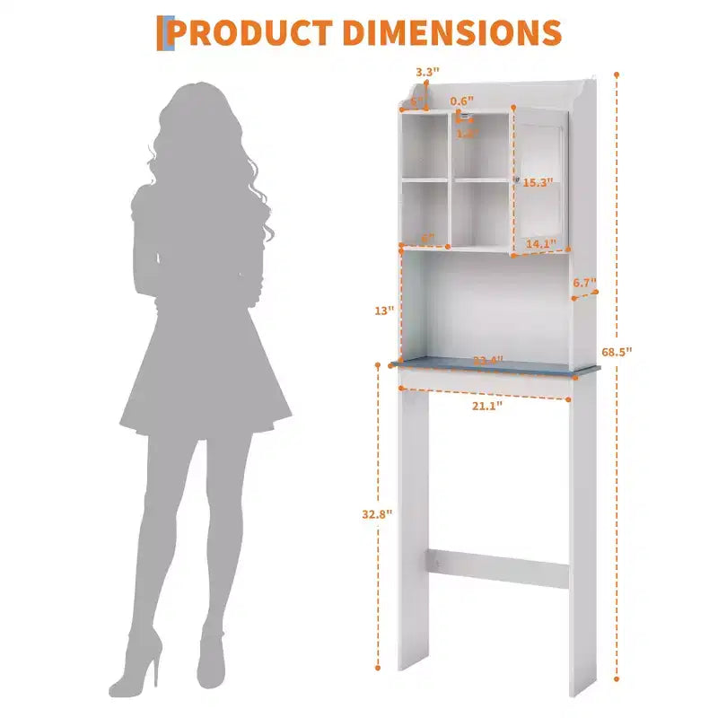 Meuble de rangement sur pied au-dessus des toilettes – Organisateur de salle de bain