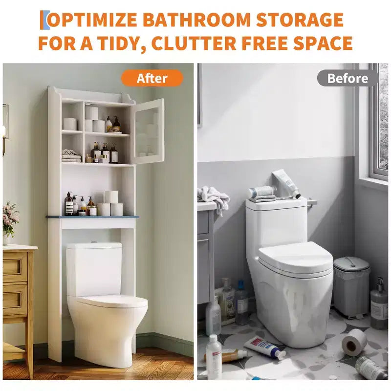 Meuble de rangement sur pied au-dessus des toilettes – Organisateur de salle de bain