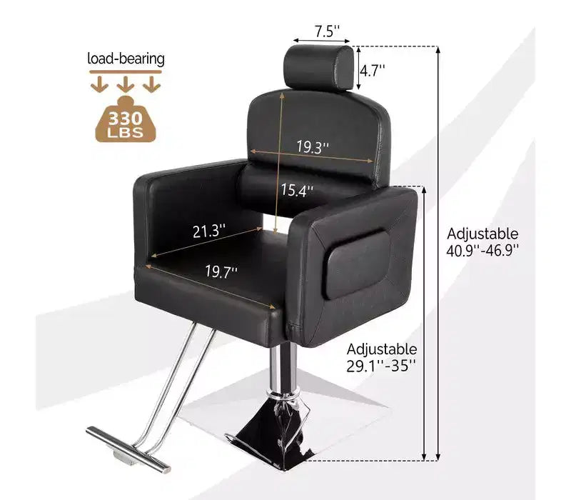 Fauteuil de salon de coiffure inclinable robuste – Fauteuil de barbier toutes fonctions