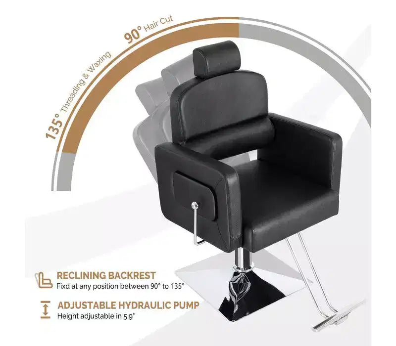 Fauteuil de salon de coiffure inclinable robuste – Fauteuil de barbier toutes fonctions
