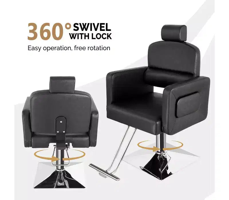Fauteuil de salon de coiffure inclinable robuste – Fauteuil de barbier toutes fonctions