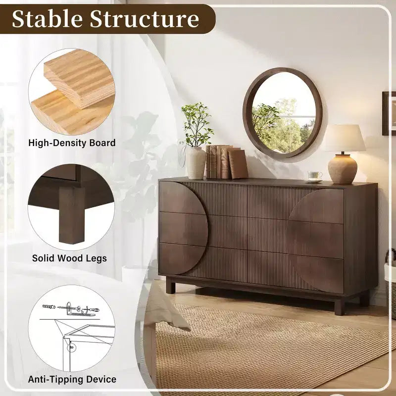 Commode moderne à 6 tiroirs – Grande commode de chambre