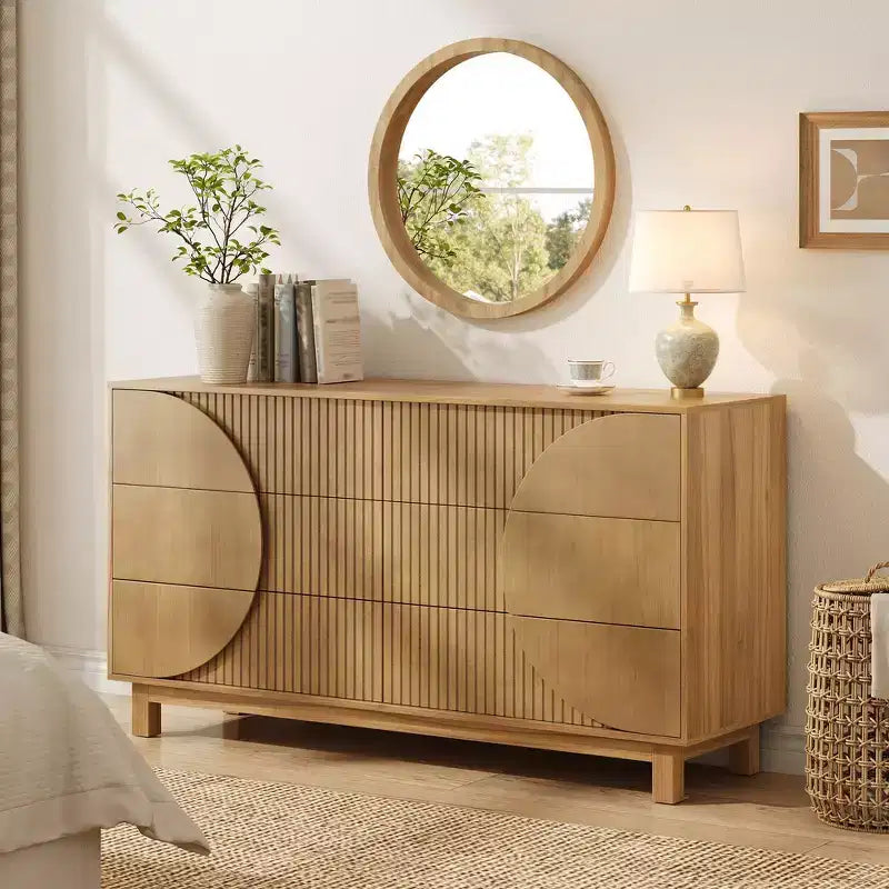 Whisen 6 Drawer Modern Dresser with Fluted Panel, Accent Chest for Bedroom, Multi-Purpose Storage Cabinet