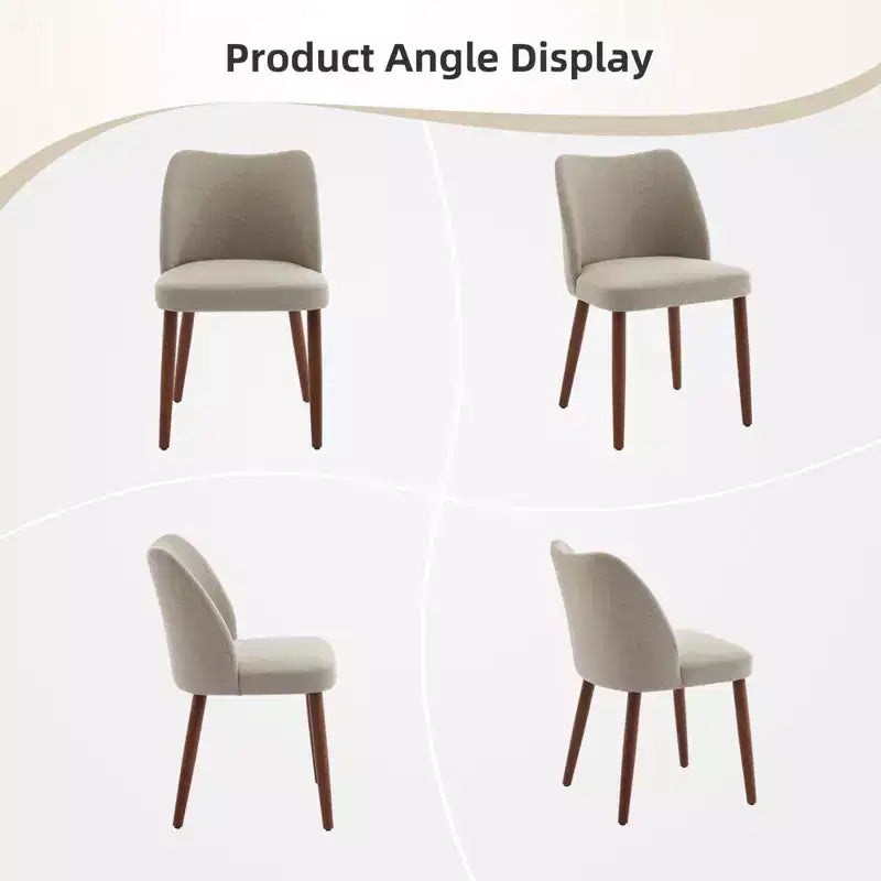 Lot de 2 chaises de salle à manger modernes rembourrées en lin avec dossier ailé et pieds en bois, sièges d'appoint confortables pour la salle à manger, la cuisine, le salon