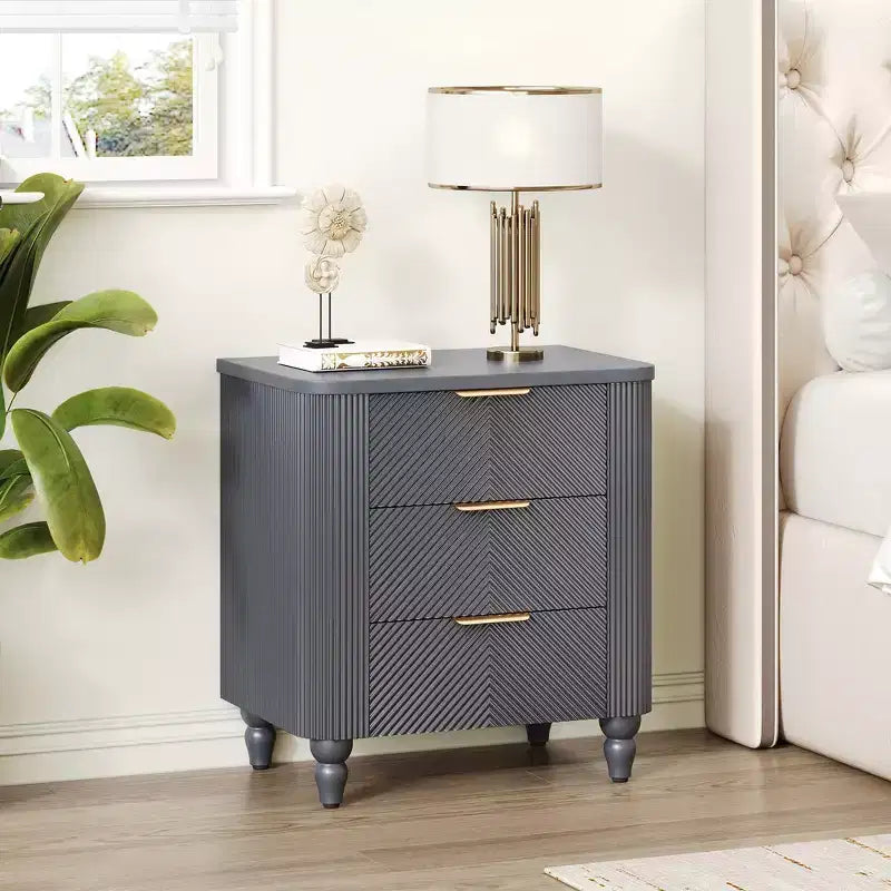 Table de chevet moderne à 3 tiroirs – Table de nuit avec rangement