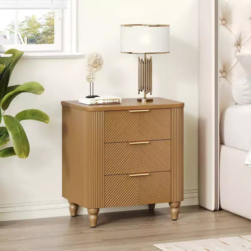 Table de chevet moderne à 3 tiroirs – Table de nuit avec rangement