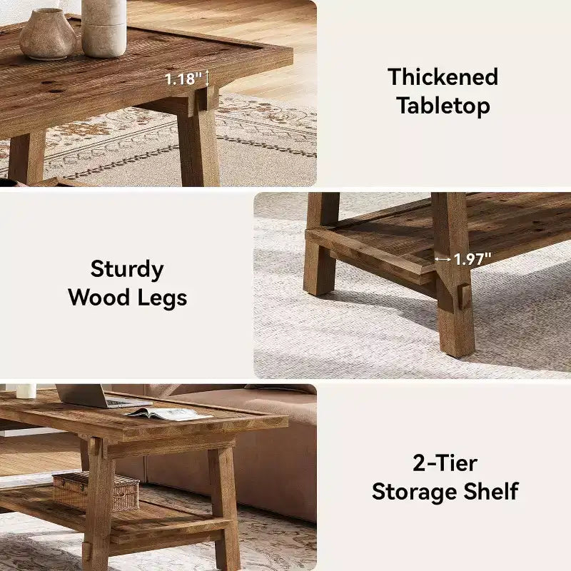Table basse en bois massif – Table de salon moderne