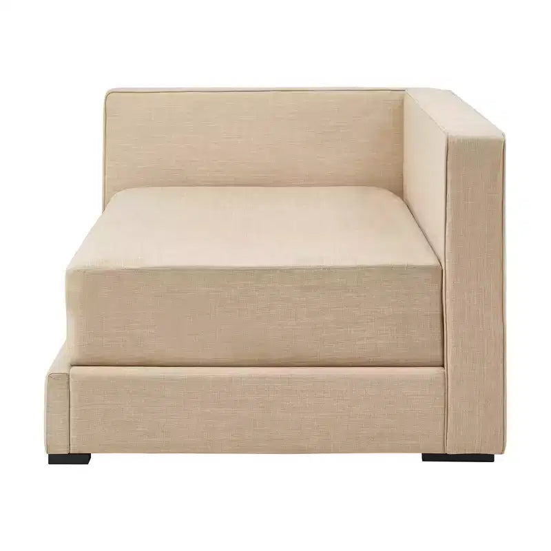 Cadre de lit plateforme capitonné jumeau – Beige